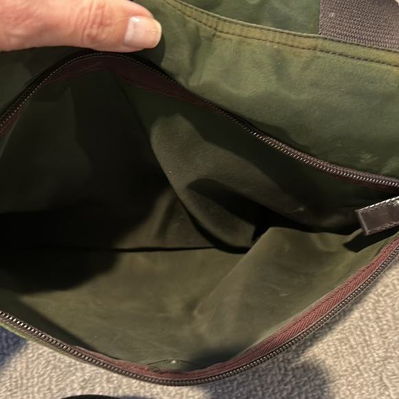 COPY - Authentic Prada Zippered Tote 12 X 14 In Dark Green & Dark Brown Straps - Picture 12 of 13